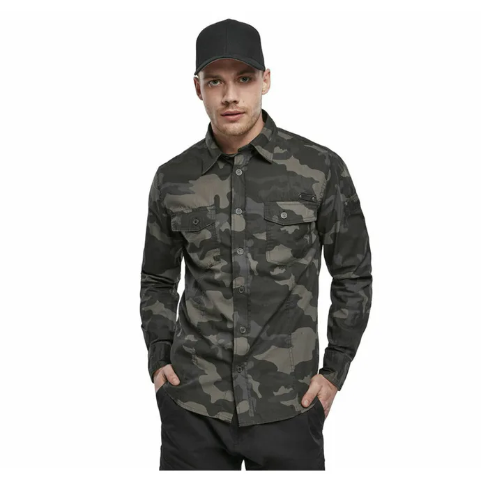 BRANDIT Men Shirt Slim Darkcamo Černá Šedá S